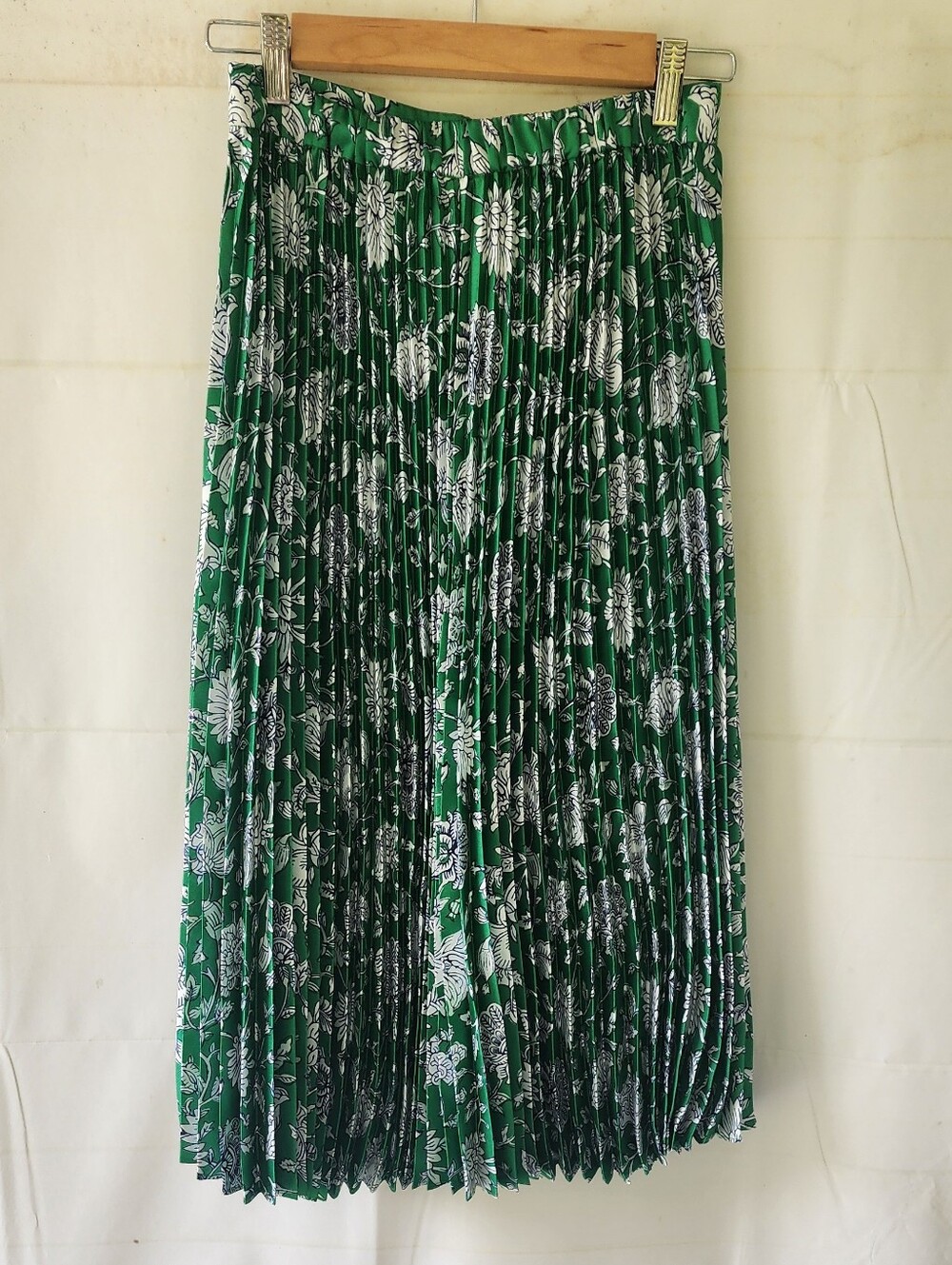 J. Crew Green Floral Pleated Midi Skirt - Picture 11 of 11